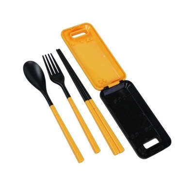 

3PcsSet Plastic Chopsticks Fork Spoon Storage Case Folding Portable Tableware