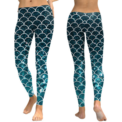 

Ladies Digital Fish Scale Printing Fitness Running Bottom Pants