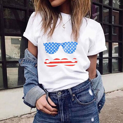 

Starmoon Women Girls Plus Size Lips Print Shirt Short Sleeve T Shirt Blouse Tops