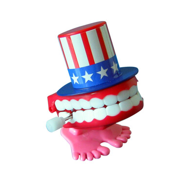 

YIWULA7cm American Flag Wind-up Walking Babbling Teeth Denture Chattering Funny Teeth