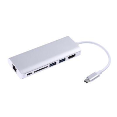 

6 in 1 Type-C to USB30 HDMI Type-C RJ45 Network Cable Adapter SD Slot