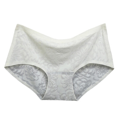 

Ice Silk Women Panties Seamless Comfortable Sexy Mid-Waist Underpants Jacquard Pressure Side Ladies Briefs