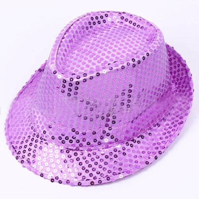 

11 Colors Unisex Women Men Sequin Shining Trilby Hat Cotton Fancy Party Dance Hat