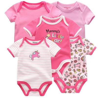 

5Pcslot Babywear Unisex Baby Girls Clothes Bodysuits Short Sleeve Solid Baby Boys Clothes Rompers Cotton For Babies Newborn 0-12M