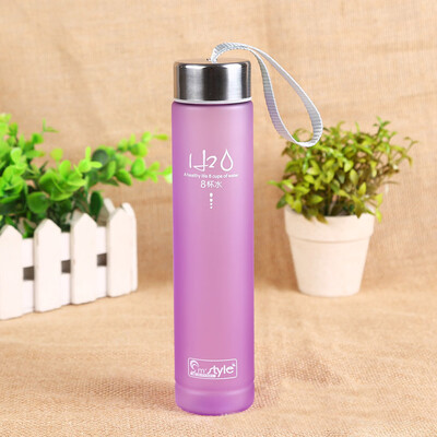 

Siaonvr Outdoor Camping Cup Creative Frosted Colorful Plastic Straight Bottle Blue