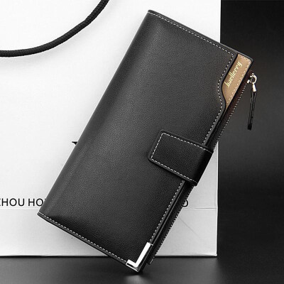 

Men Long Wallet PU Leather Zipper Male Clutch Interior Pocket Multifunctional Solid Color Fashion Purse