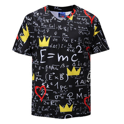

2018 New Fun Math Formula 3D Printing V-neck Mens Short-sleeved T-shirt Large Yard Loose Fatty Tide T Shirts