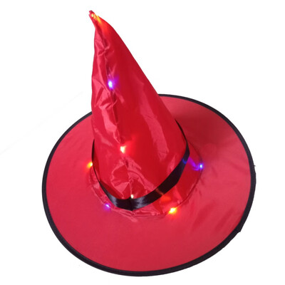 

LED Light Up Halloween Witch Hat Battery Powered Glowing In Dark Party Hat Hanging Halloween Decoration Party Supplies 5 Color