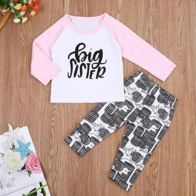 

UK Toddler Newborn Baby Girls Big Sister Outfits Clothes Tops Leggings Pants Set
