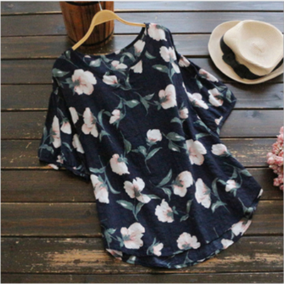 

Plus Size Womens Summer Floral V Neck Blouses Loose Office Tops Tunic T Shirts