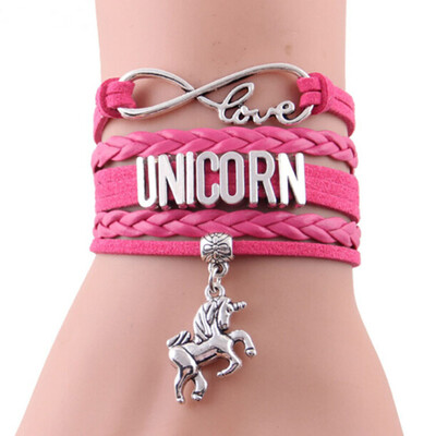 

Unicorn Pendant Weaving Multi-Layer Multicolour Bracelet Creative Alloy Bracelet