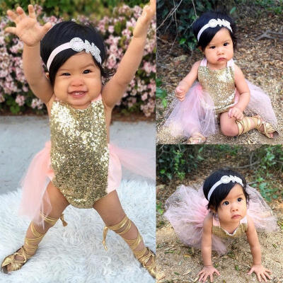 

Newborn Baby Girl Cothes Sequins Bodysuit Romper Backless Sunsuit Outfits 0-24M