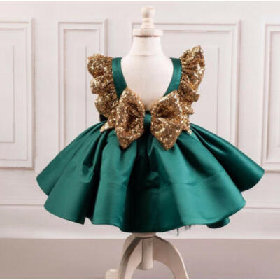 

Princess Kids Baby Girl Sequins Party Dress Back Bow Prom Dress Birthday Gift