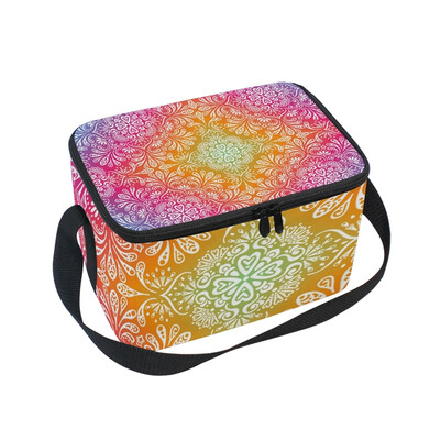

ALAZA Insulated Lunch Box Roma Pattern Colorful Lunch Bag for Men Women Portable Tote Bag Cooler Bag