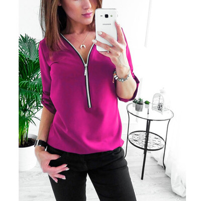 

Fashion Womens Long Sleeve Loose Blouse Casual Shirt Summer Chiffon Tops T-Shirt