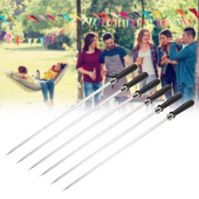 

Greensen 6PCS Long Stainless Steel BBQ Grill Wooden Handle Buckle Outdoor Camping Barbecue Skewers