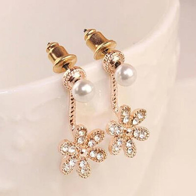

2 Pairs New Arrival Crystal Flower Elegant Gemstones Fashion Stud Earring for Lady