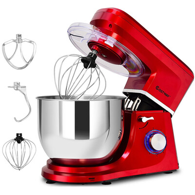

6 Speed 75 Qt Tilt-Head Stainless Steel Electric Food Stand Mixer-Red