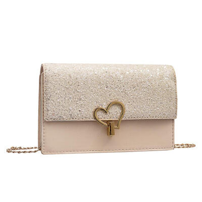 

Hit Color Heart Decor Shoulder Handbags Women Chain Leather Crossbody Bags