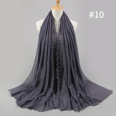 

Solid color high quality hairy cotton yarn pearl accessories headscarf cotton&crease monochrome womens scarf hot sale