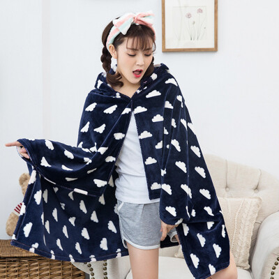 

Toponeto Multifunction Winter Lady Flannel Shawl Blanket Wearable SofaMat Thick Warm Soft