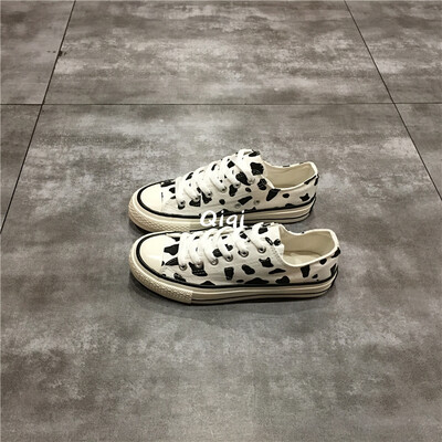 

Cow high-heeled shoes children tide shoes 2019 girls popular shoes canvas shoes women Korean board shoes