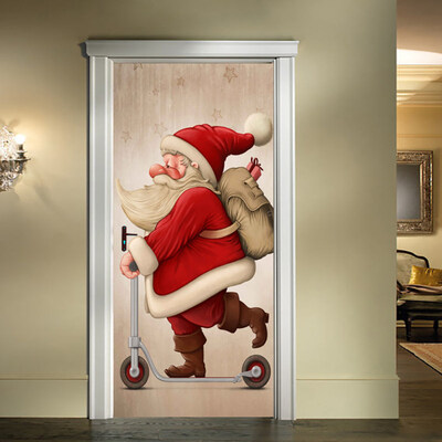 

Creative Santa Claus Door Sticker Bedroom Living Room Decal Christmas Home Decor