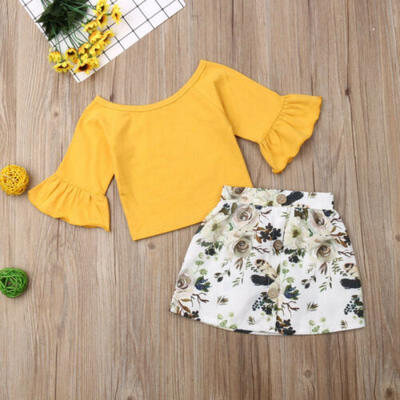 

Toddler Kid Baby Girl Summer Top T-shirtSkirt Dress Outfit Set Clothes 2pcs Set