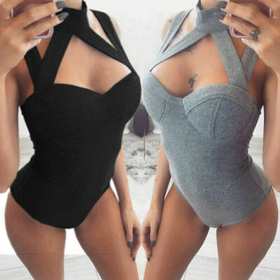 

Womens Bandage Backless Sleeveless Short Jumpsuit Stretch Bodysuit Tank Top