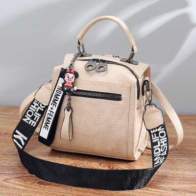 

Bag girl fashion uses texture double shoulder backpack soft Han hundred oblique satchel ins single shoulder handheld