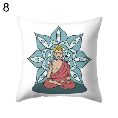 

Cartoon Buddha Lotus Pillow Case Waist Throw Cushion Cover Car Office Home Decor