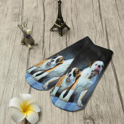 

New Fashion Women Socks Cute Dog Print Low Cut Breathable Stretchy Casual Ankle Socks