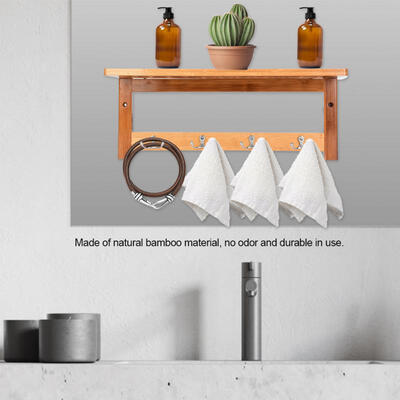 

Greensen Bamboo Wall Mounted Coat Rack Hanger Towel Cloth Shelf With Hooks Bathroom Hallway