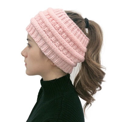 

Tailored Women Fashion Outdoor Solid Splice Hats Crochet Knit Holey Beanie Cap Headband