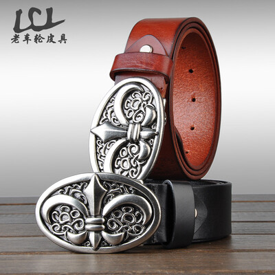 

Influx of mens new pure leather retro mens belt Italy imported top layer cowhide explosions wild belt