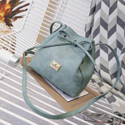 

New Fashion Women Bags Bow Drawstring Bucket Bags Small Cross-body Bag Trend Brief Shoulder Bag For Lady