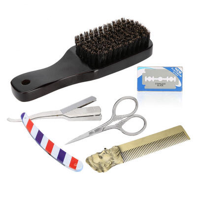 

Greensen 5pcs Beard Care Kit Beard Brush Comb Scissor Blades Holder Blades