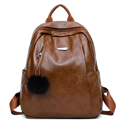 

2018 new Korean version of the backpack trend retro PU leather casual fashion travel large capacity backpack