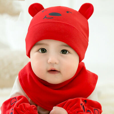 

Cute Baby Girl Hat&Scarf Set Cotton Kid Winter Warm Baby Cap Neckerchief Set