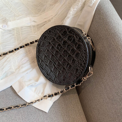 

Tailored Fashion Women Single Shoulder Small Circular Bag Alligator Texture Zipper Bag