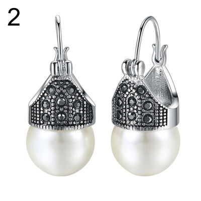 

Women Vintage Cubic Zirconia Inlaid Faux Pearl Pendant Earrings Jewelry Gift