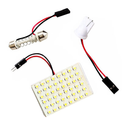 

48 SMD 3528 48 LED Panel White Car Reading Map Lamp Auto Dome Interior Bulb Roof Light with T10 Adapter
