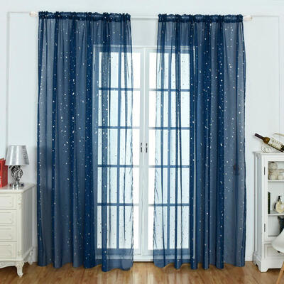 

Star Print Tulle Curtains Window Drapes Sheer Purdah for Home Living Room