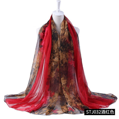 

Summer silk beach towel ladies sunscreen super large size sunscreen silk scarves printed scarves large shawl STJ032