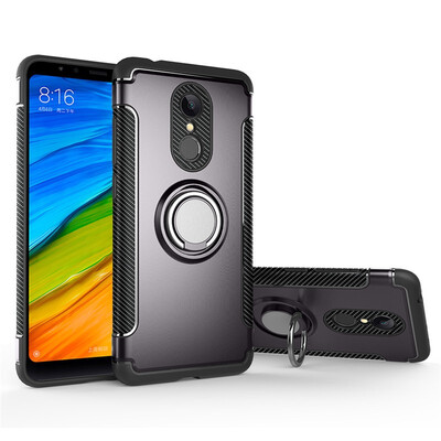 

Back Cover For Xiaomi Redmi 5 5Plus Case Car Holder Stand Hard PC Silicon Ring Suction Bracket Celulars
