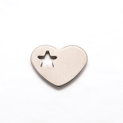 

Heart with Star 304 Stainless Steel Charms Stainless Steel Color 125x10x1mm Hole 3mm