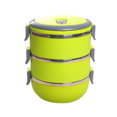 

guangxichuangshengxinfu Stainless Thermo Insulated Thermal Food Container Bento Round Lunch Box 1-4Layer