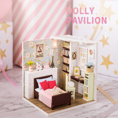 

YIWULAWooden Doll House DIY Miniature Model Puzzle Dollhouse Furnitures Kids Toys Gift
