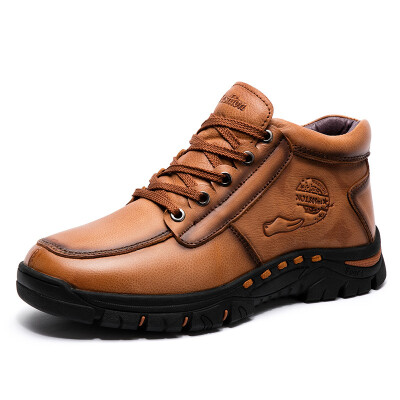 

Cross-border winter large size mens cotton shoes leather high plus velvet warm outdoor casual sports shoes non-slip wear-resistant mountaineering