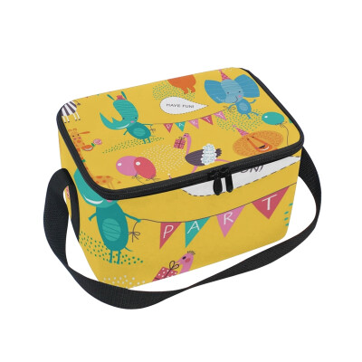 

ALAZA Insulated Lunch Box Happy Animal Lunch Bag for Men Women Portable Tote Bag Cooler Bag